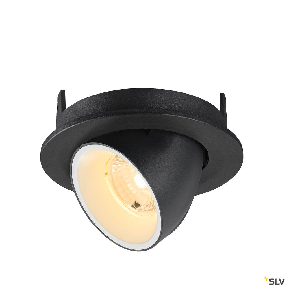 SLV NUMINOS® GIMBLE S, Recessed ceiling light, 3000 K, 40°, IP20, round, black / white 1009401