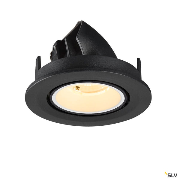 SLV NUMINOS® GIMBLE S, Recessed ceiling light, 3000 K, 40°, IP20, round, black / white 1009401