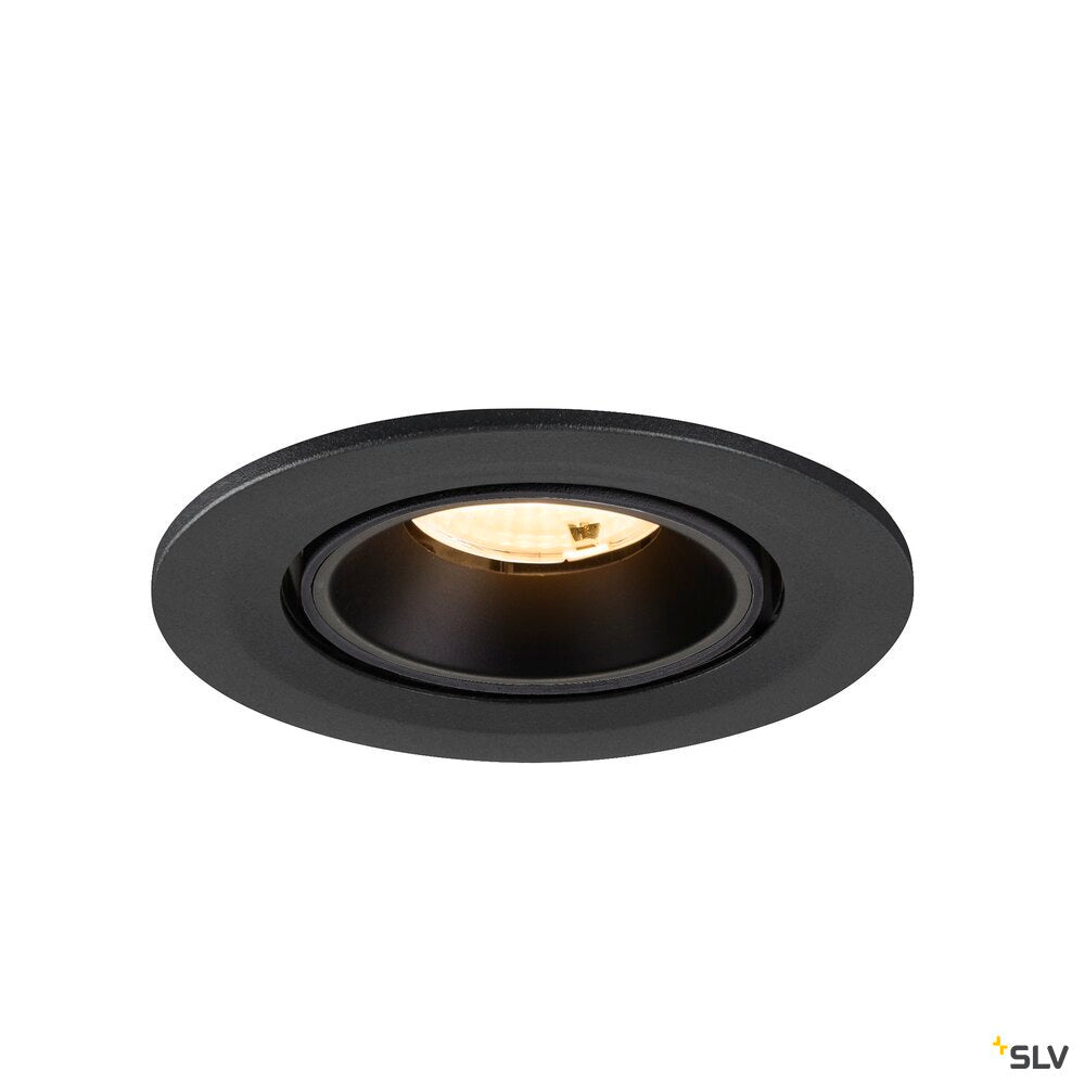 SLV NUMINOS® GIMBLE S, Recessed ceiling light, 3000 K, 55°, IP20, round, black 1009403