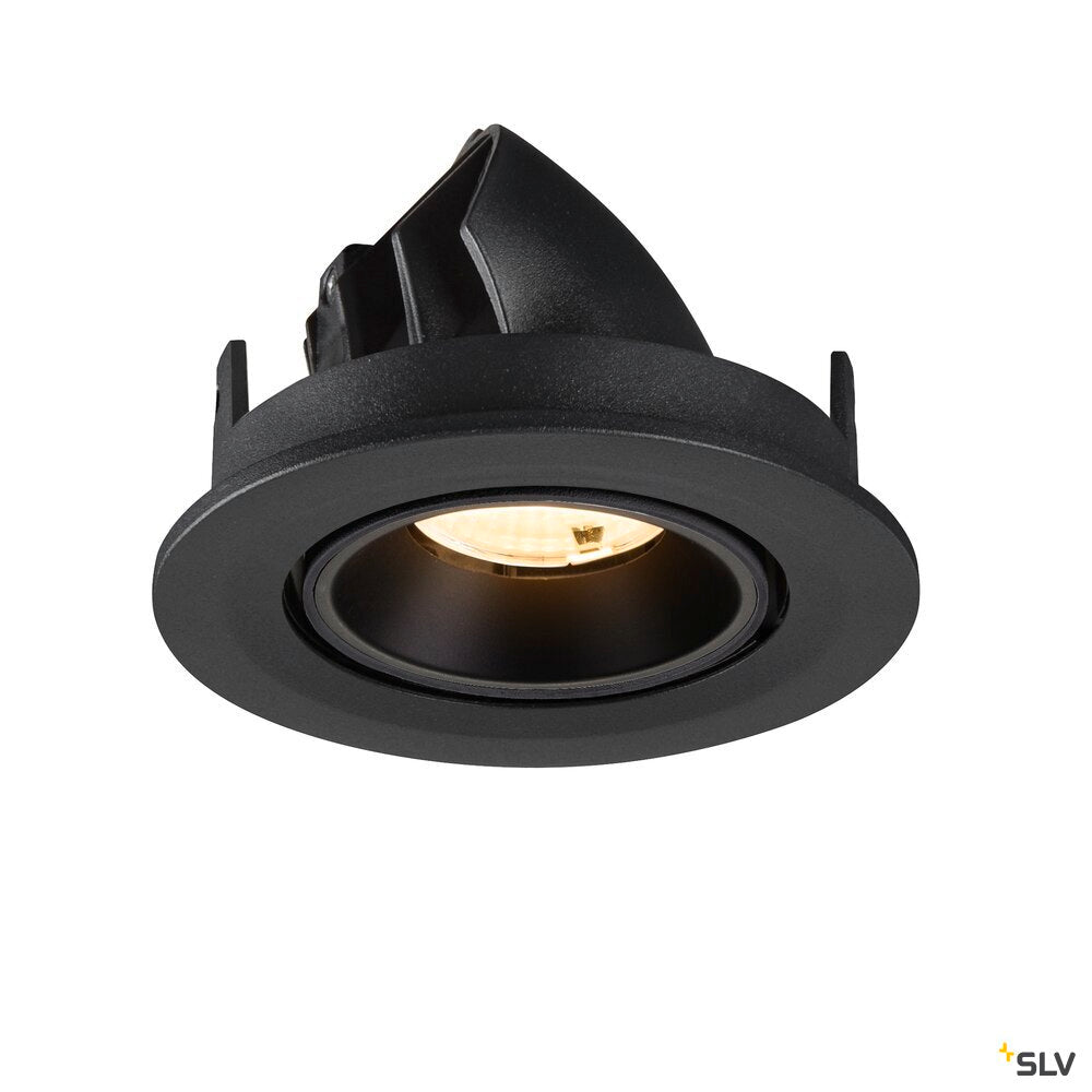 SLV NUMINOS® GIMBLE S, Recessed ceiling light, 3000 K, 55°, IP20, round, black 1009403