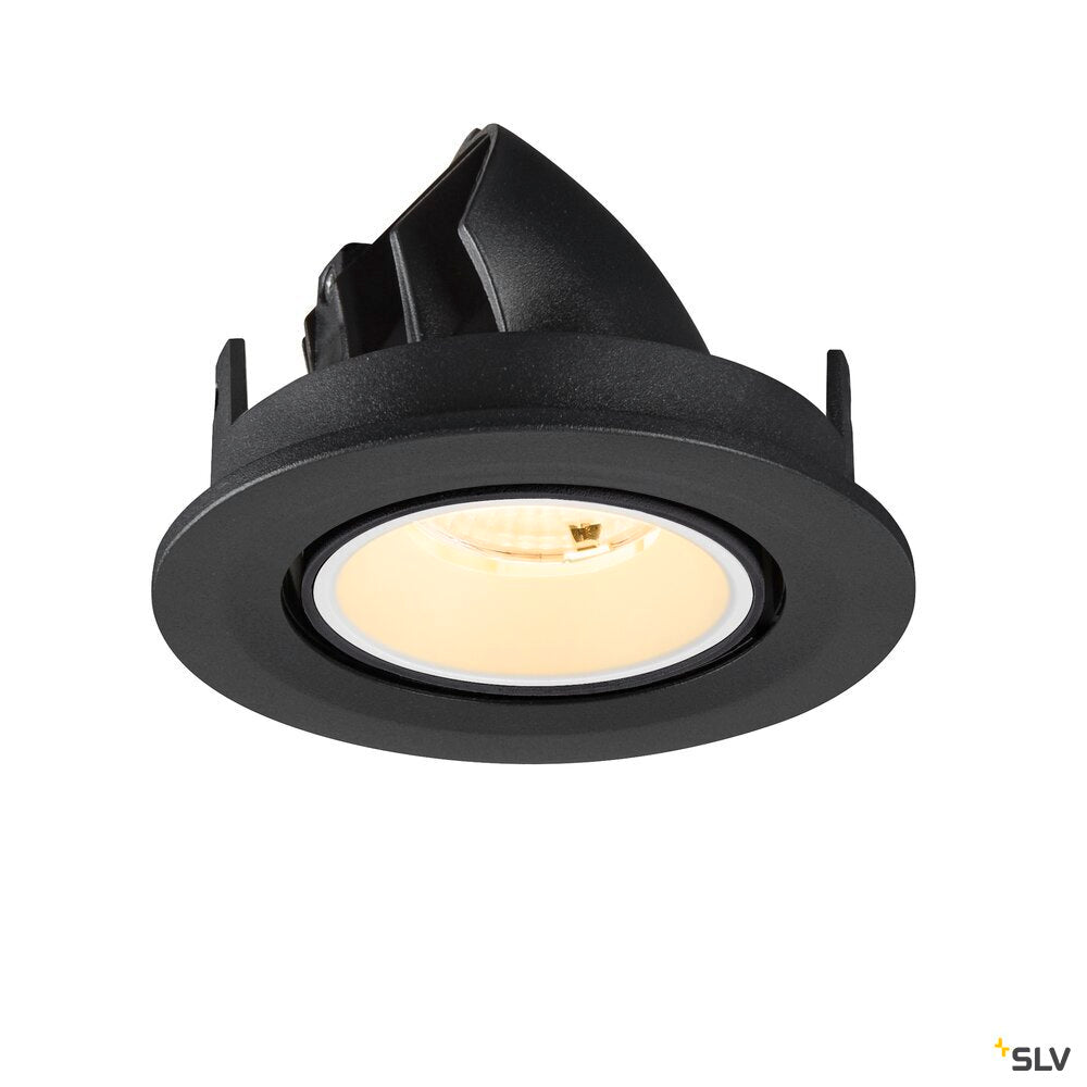 SLV NUMINOS® GIMBLE S, Recessed ceiling light, 3000 K, 55°, IP20, round, black / white 1009404