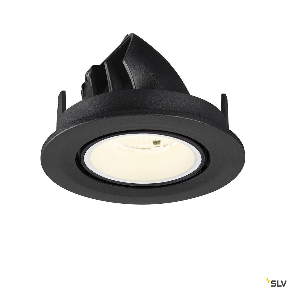 SLV NUMINOS® GIMBLE S, Recessed ceiling light, 4000 K, 55°, IP20, round, black / white 1009422