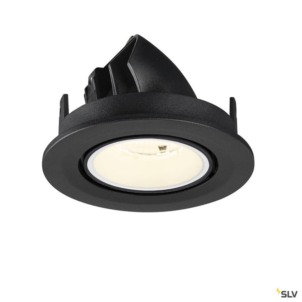 SLV NUMINOS® GIMBLE S, Recessed ceiling light, 4000 K, 55°, IP20, round, black / white 1009422