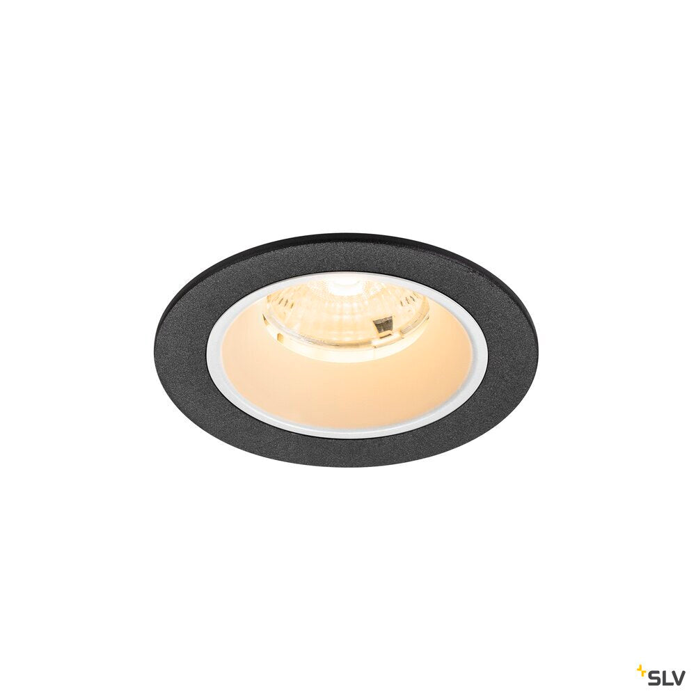 SLV NUMINOS® S, Recessed ceiling light, 3000 K, 55°, IP20, round, black / white 1009458