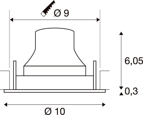 SLV NUMINOS® MOVE S, Recessed ceiling light, 3000 K, 20°, IP20, round, black 1009505