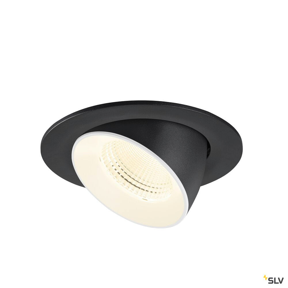 SLV NUMINOS® GIMBLE L, Recessed ceiling light, 4000 K, 55°, IP20, round, black / white 1009746