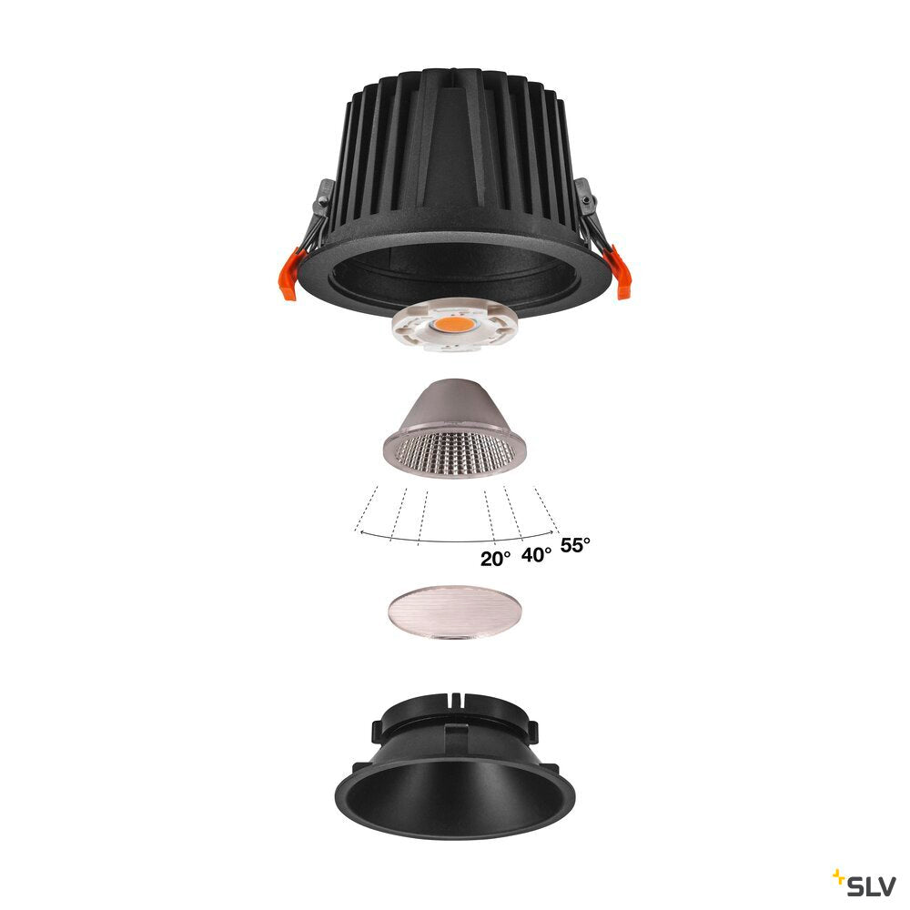 SLV NUMINOS® XL, Recessed ceiling light, 3000 K, 40°, IP20, round, black 1009939