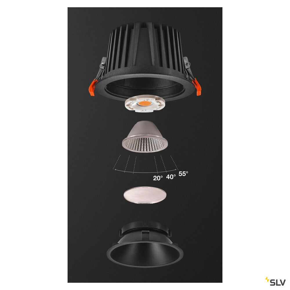 SLV NUMINOS® XL, Recessed ceiling light, 3000 K, 40°, IP20, round, black 1009939