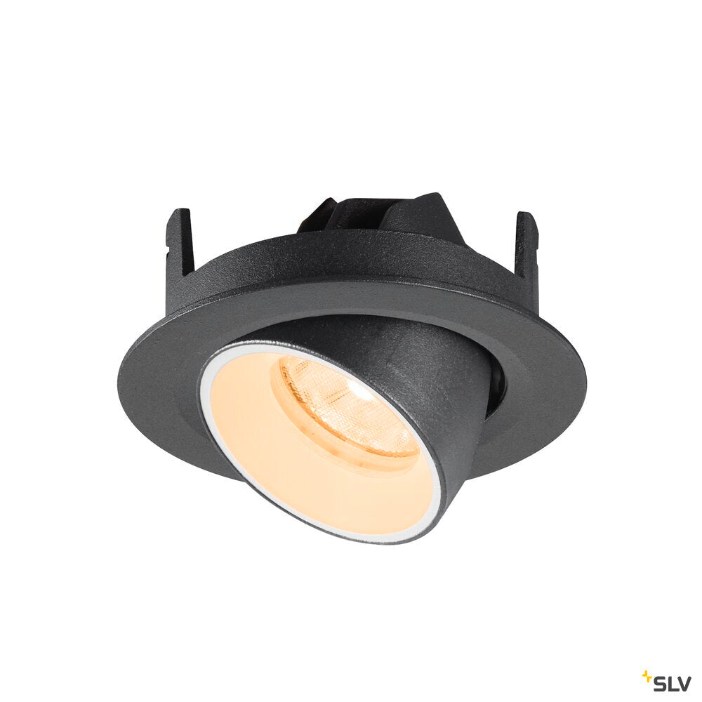 SLV NUMINOS® GIMBLE XS, Recessed ceiling light, 2700 K, 20°, IP20, round, black / white 1010027