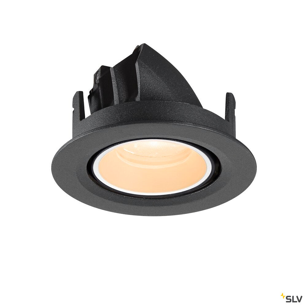 SLV NUMINOS® GIMBLE XS, Recessed ceiling light, 2700 K, 20°, IP20, round, black / white 1010027