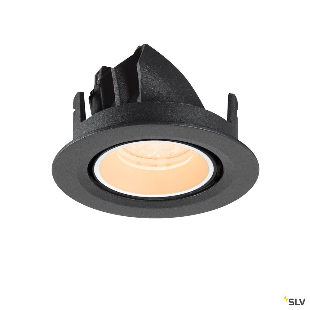 SLV NUMINOS® GIMBLE XS, Recessed ceiling light, 2700 K, 40°, IP20, round, black / white 1010030