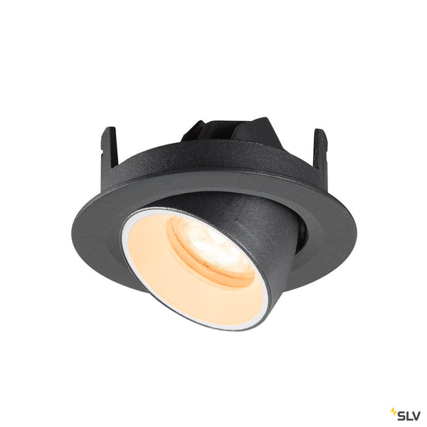 SLV NUMINOS® GIMBLE XS, Recessed ceiling light, 2700 K, 55°, IP20, round, black / white 1010033