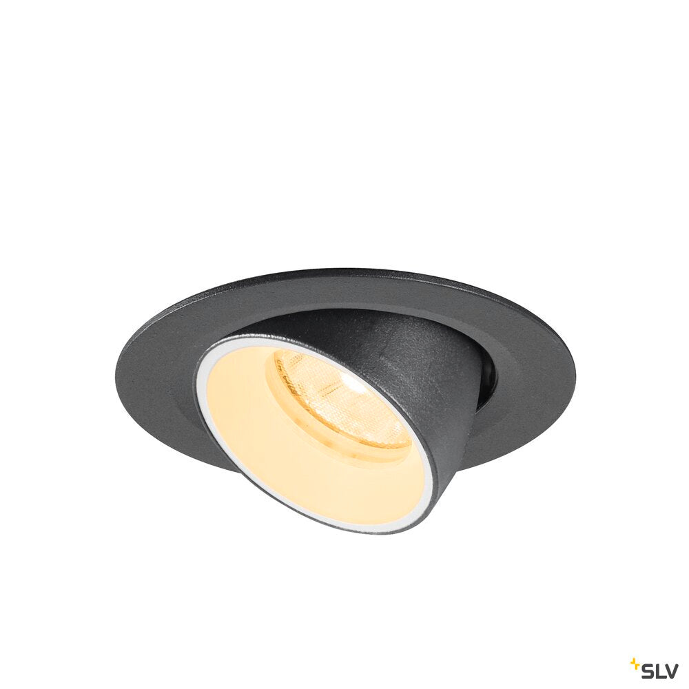 SLV NUMINOS® GIMBLE XS, Recessed ceiling light, 3000 K, 20°, IP20, round, black / white 1010045