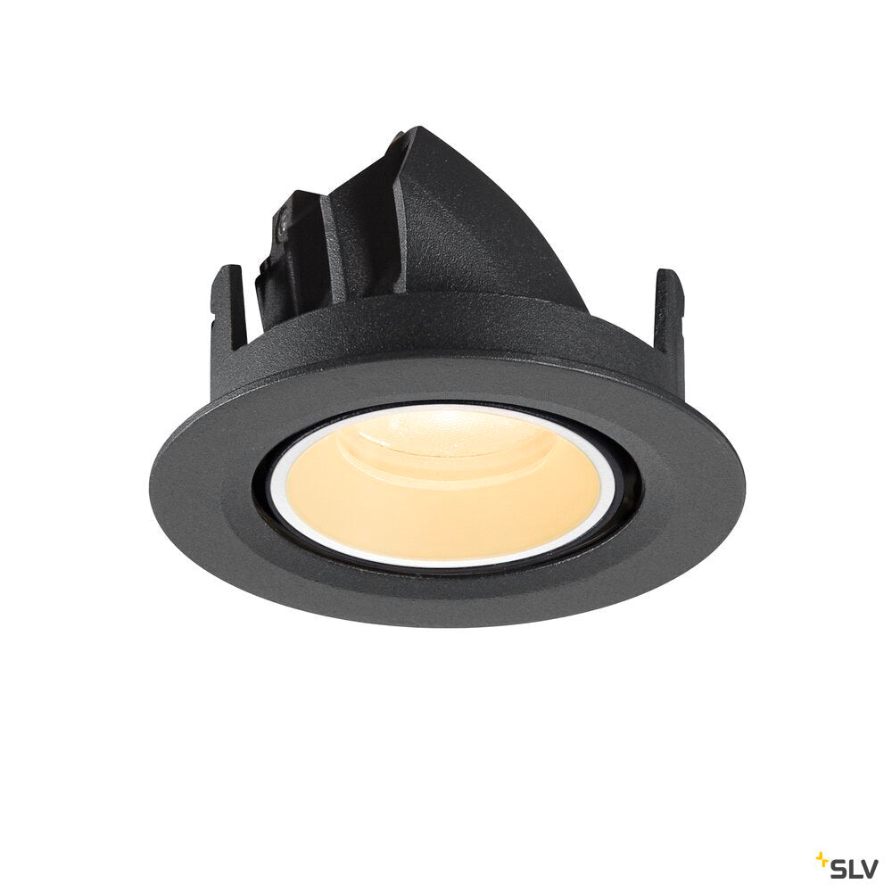 SLV NUMINOS® GIMBLE XS, Recessed ceiling light, 3000 K, 20°, IP20, round, black / white 1010045
