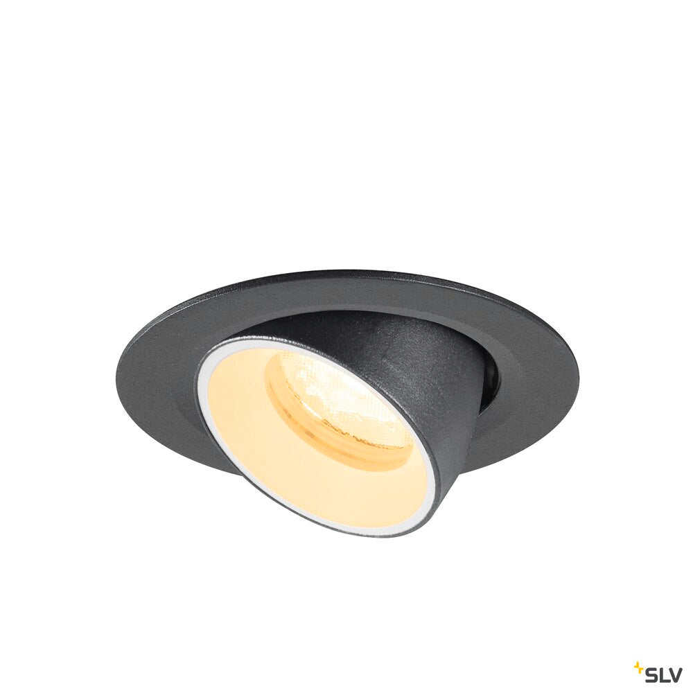 SLV NUMINOS® GIMBLE XS, Recessed ceiling light, 3000 K, 40°, IP20, round, black / white 1010048