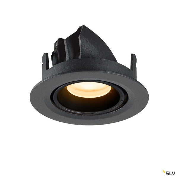 SLV NUMINOS® GIMBLE XS, Recessed ceiling light, 3000 K, 55°, IP20, round, black 1010050