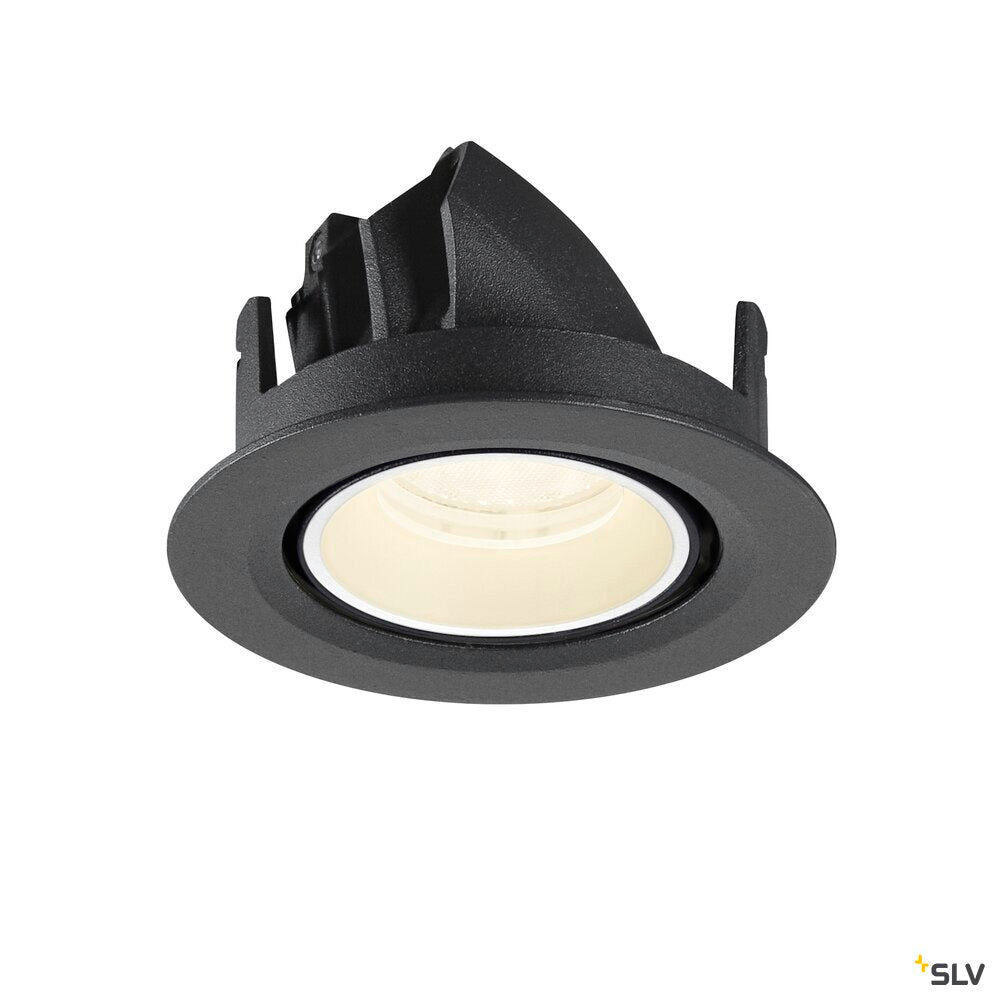 SLV NUMINOS® GIMBLE XS, Recessed ceiling light, 4000 K, 40°, IP20, round, black / white 1010066