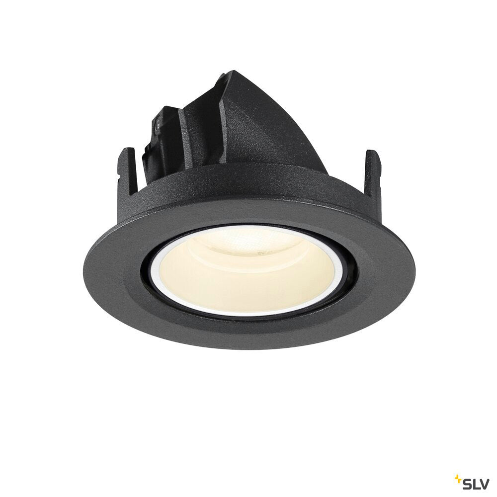 SLV NUMINOS® GIMBLE XS, Recessed ceiling light, 4000 K, 55°, IP20, round, black / white 1010069