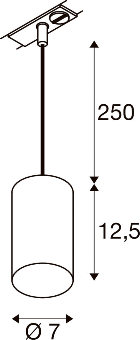 SLV ASTO TUBE, pendant light, GU10, pendant length 250 cm, 1x max. 10 W, white 1010100