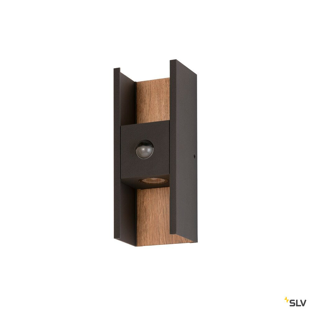 SLV FLATT II, Wall-mounted light, SENSOR, 2700 K, 10W, anthracite / brown 1010107