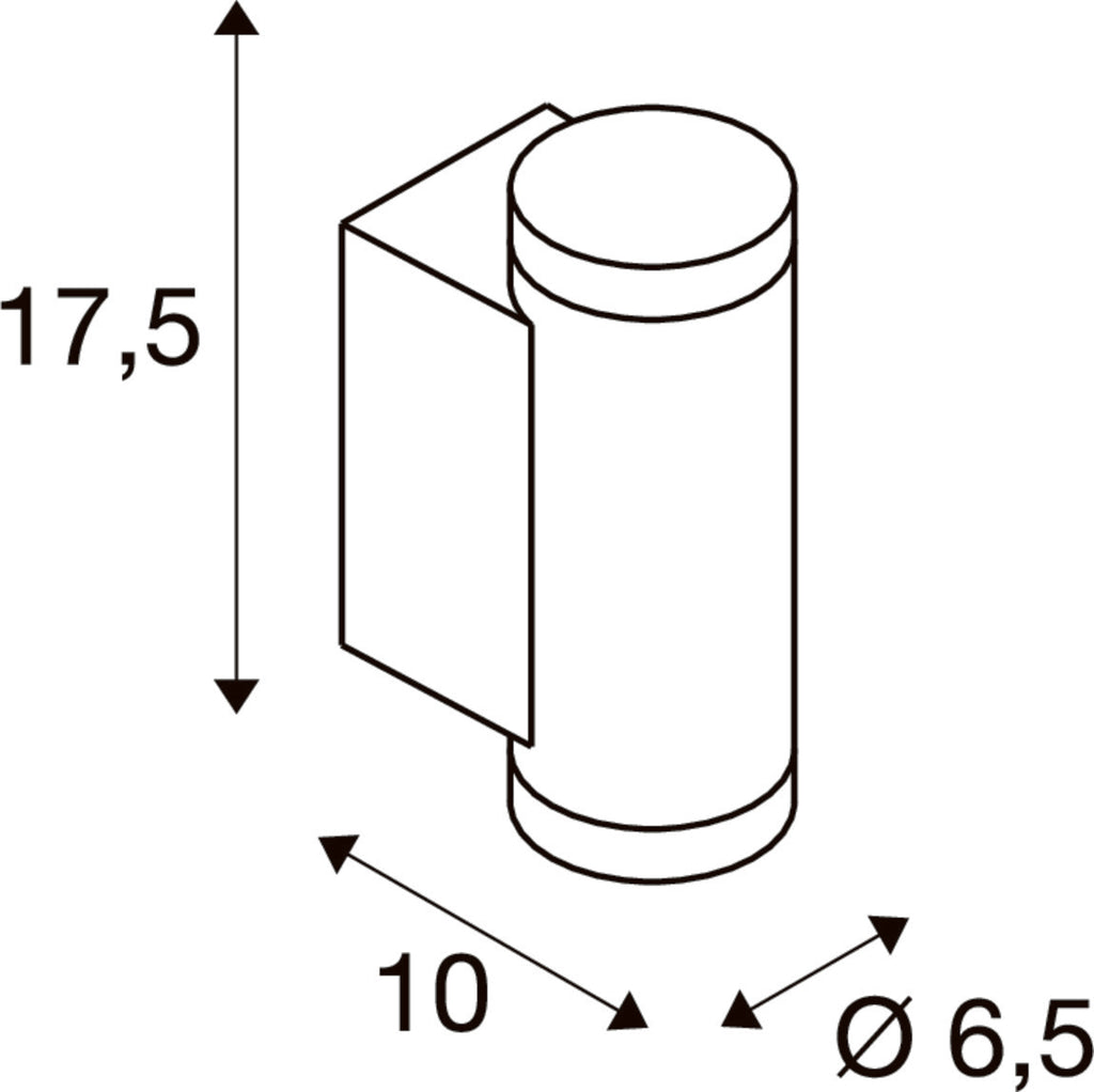 SLV HELIA PRO S, Wall-mounted light, single, DALI, P1, cylindrical, 2700 K, 3W, 24°, white 1010162