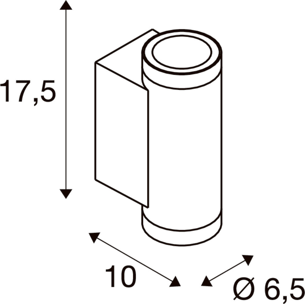 SLV HELIA PRO S, Wall-mounted light, up/down, DALI, P1, cylindrical, 2700 K, 6W, 24°, white 1010164