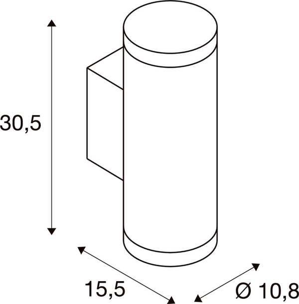 SLV HELIA PRO L, Wall-mounted light, single, DALI, P1, cylindrical, 2700 K, 10W, 24°, white 1010170