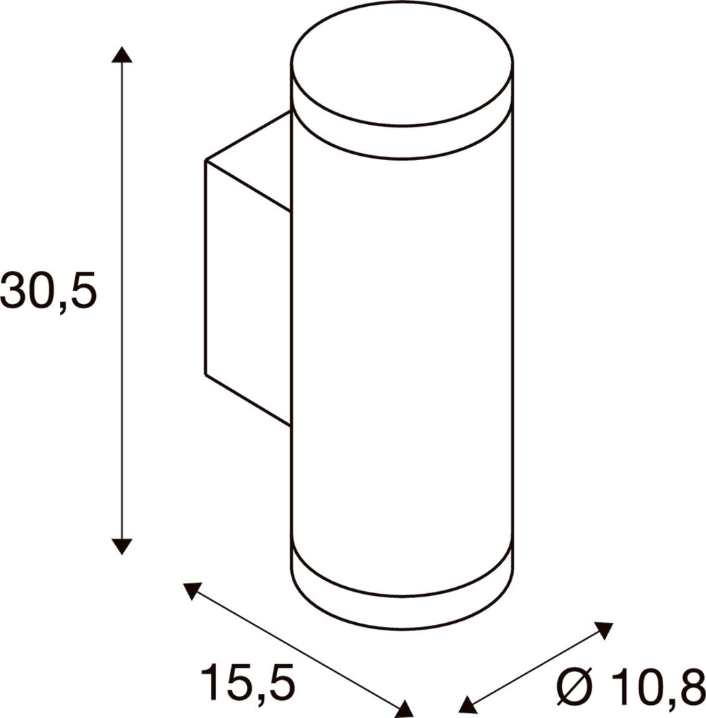 SLV HELIA PRO L, Wall-mounted light, single, DALI, P2, cylindrical, 2700 K, 15W, 24°, white 1010174