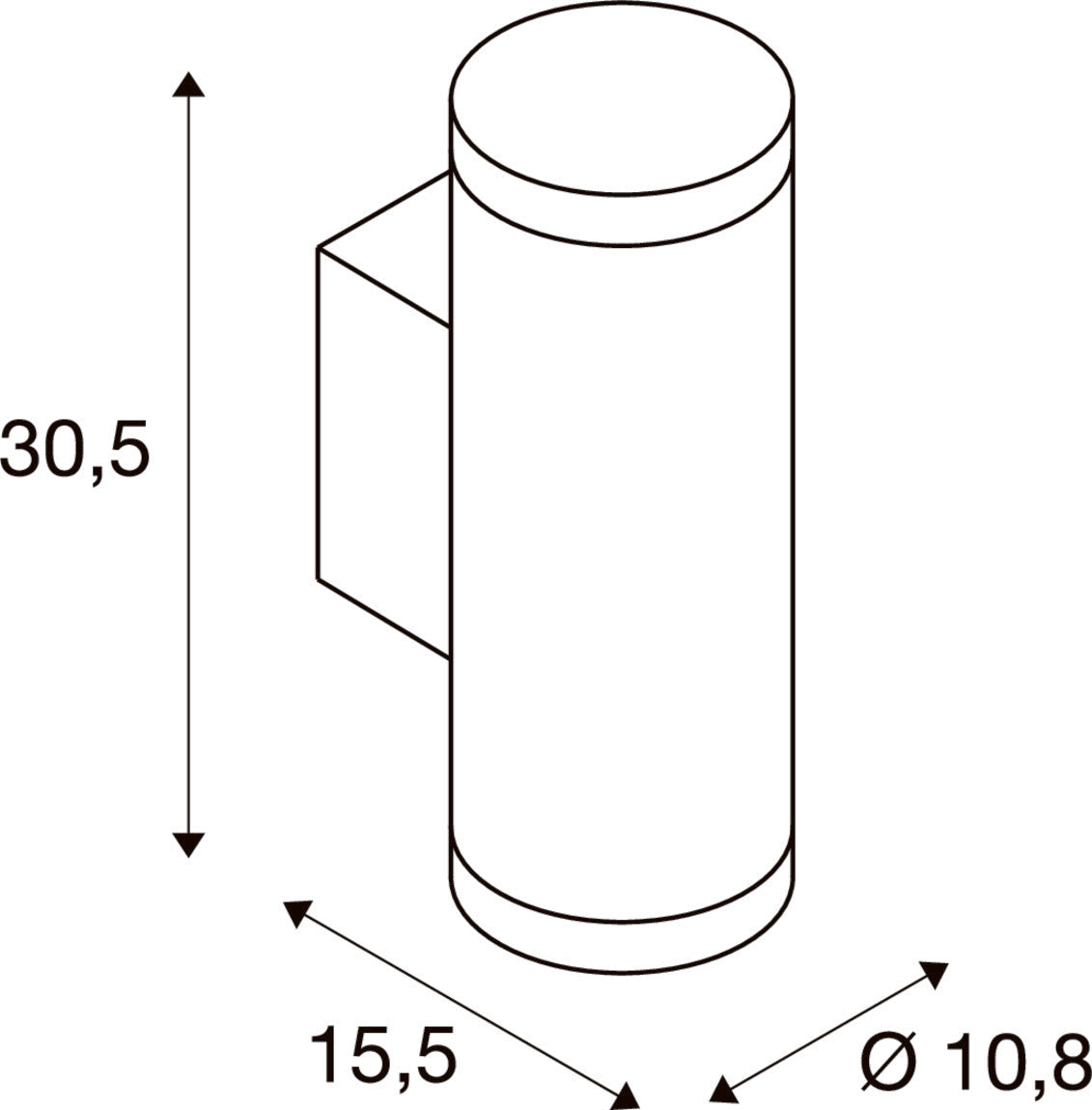 SLV HELIA PRO L, Wall-mounted light, single, DALI, P2, cylindrical, 2700 K, 15W, 24°, white 1010174
