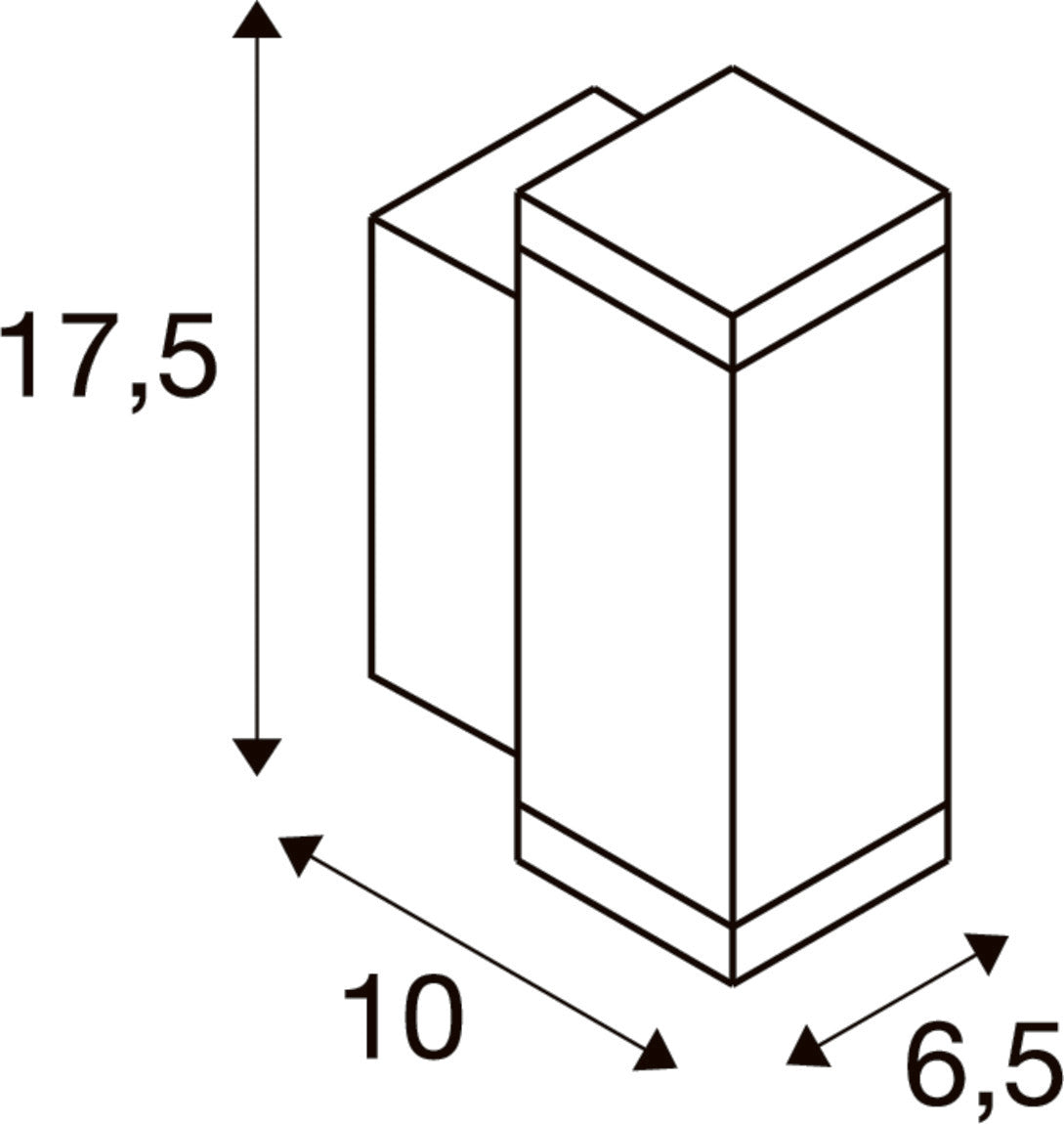 SLV THEO PRO S, Wall-mounted light, single, DALI, P2, rectangular, 2700 K, 6W, 24°, white 1010182