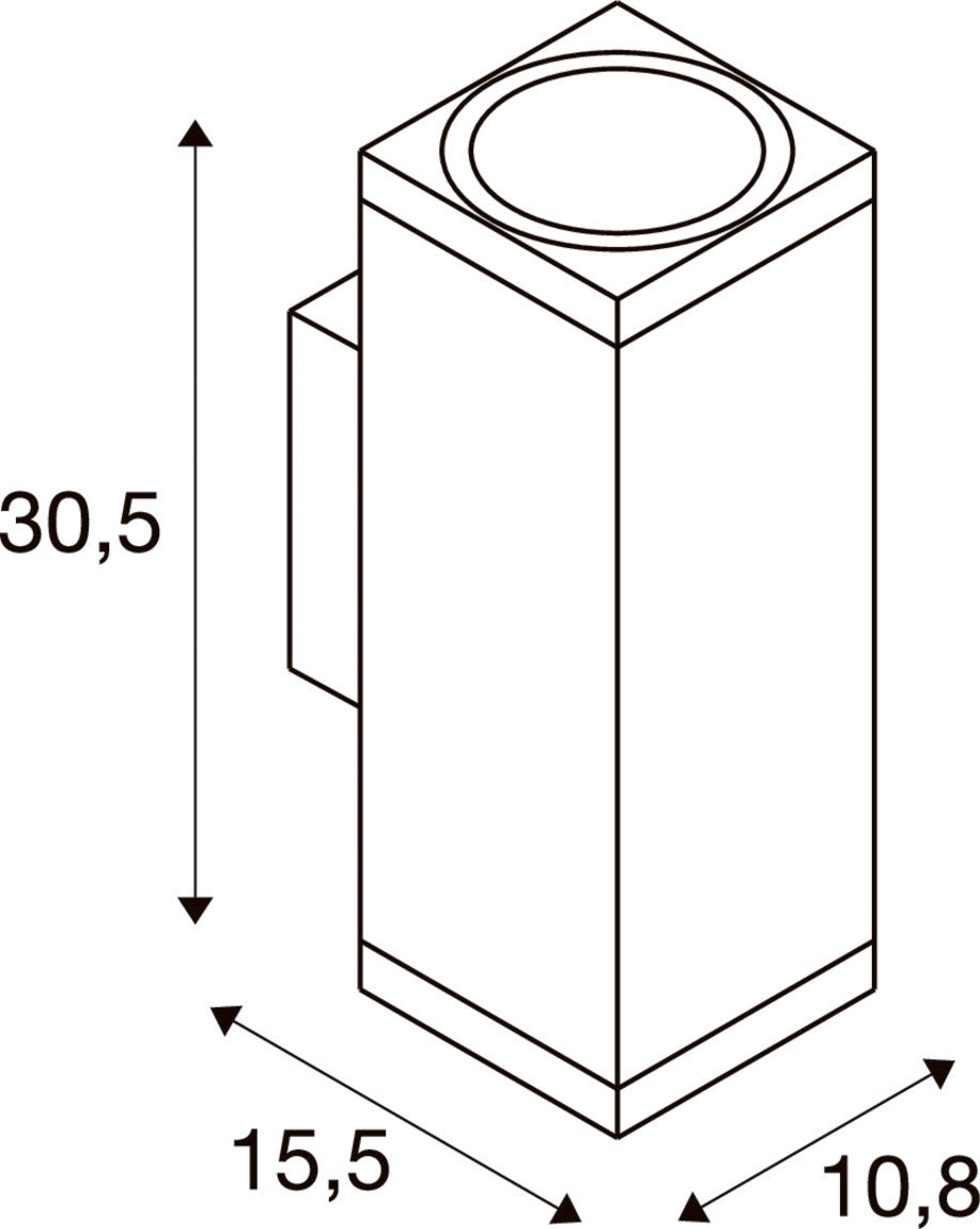 SLV THEO PRO L, Wall-mounted light, single, DALI, P2, rectangular, 2700 K, 15W, 24°, anthracite 1010189