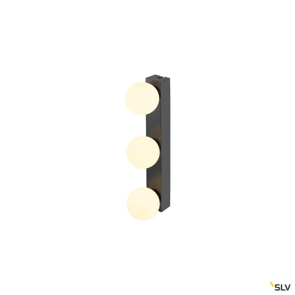 SLV SUN Mirror, Wall-mounted light, triple, 2700/3000/4000 K, TOUCH button, 13W, IP44, black 1010194