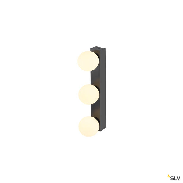SLV SUN Mirror, Wall-mounted light, triple, 2700/3000/4000 K, TOUCH button, 13W, IP44, black 1010194