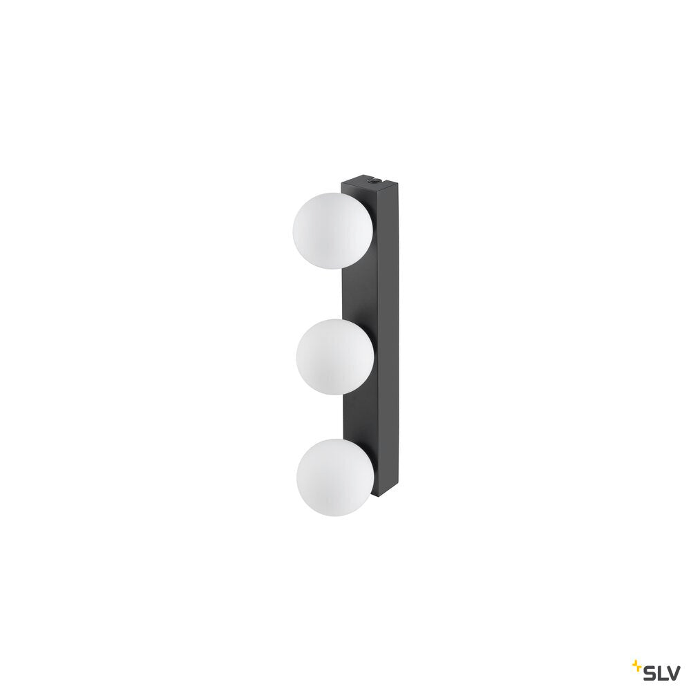 SLV SUN Mirror, Wall-mounted light, triple, 2700/3000/4000 K, TOUCH button, 13W, IP44, black 1010194