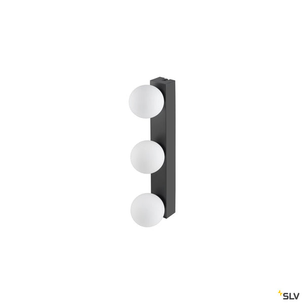 SLV SUN Mirror, Wall-mounted light, triple, 2700/3000/4000 K, TOUCH button, 13W, IP44, black 1010194