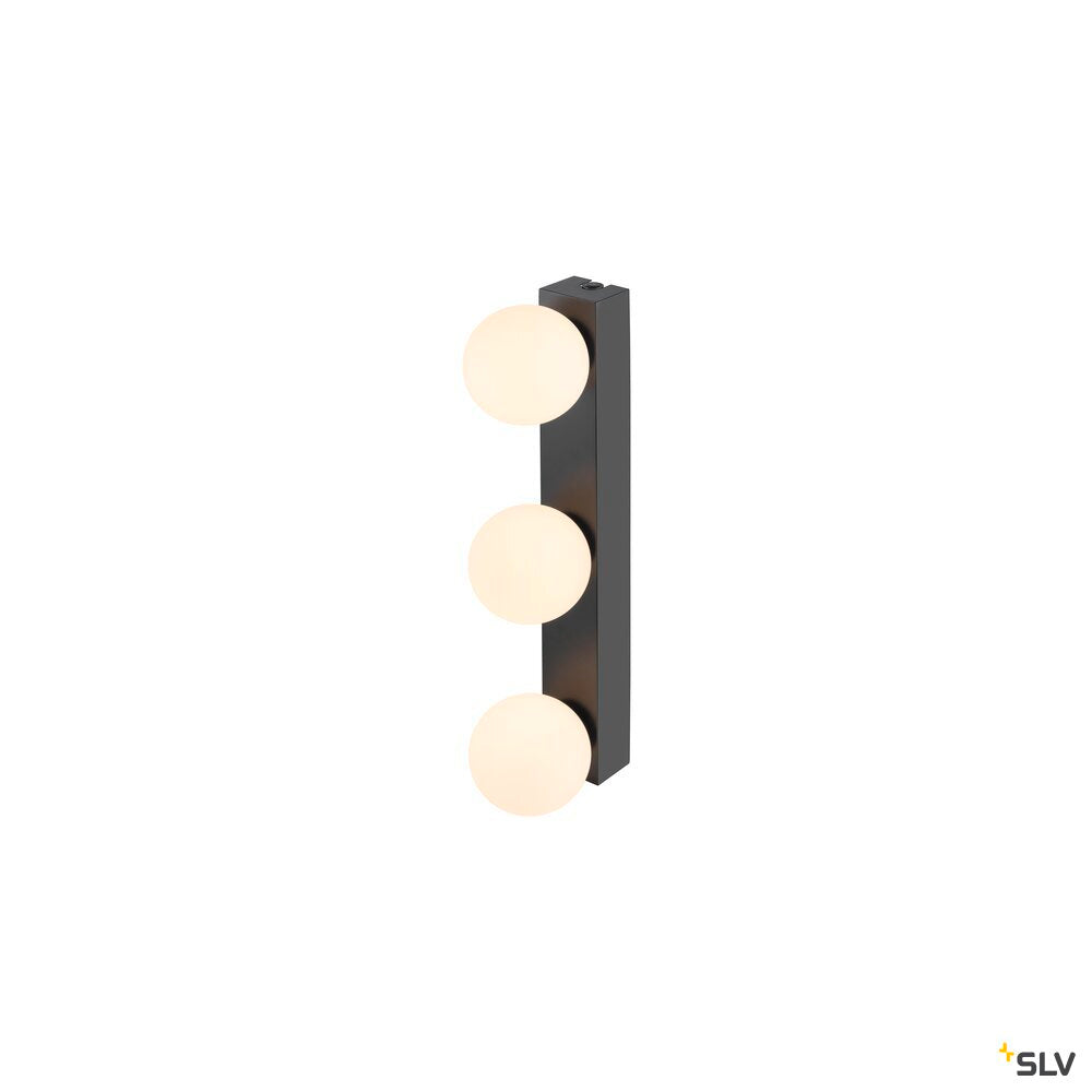SLV SUN Mirror, Wall-mounted light, triple, 2700/3000/4000 K, TOUCH button, 13W, IP44, black 1010194