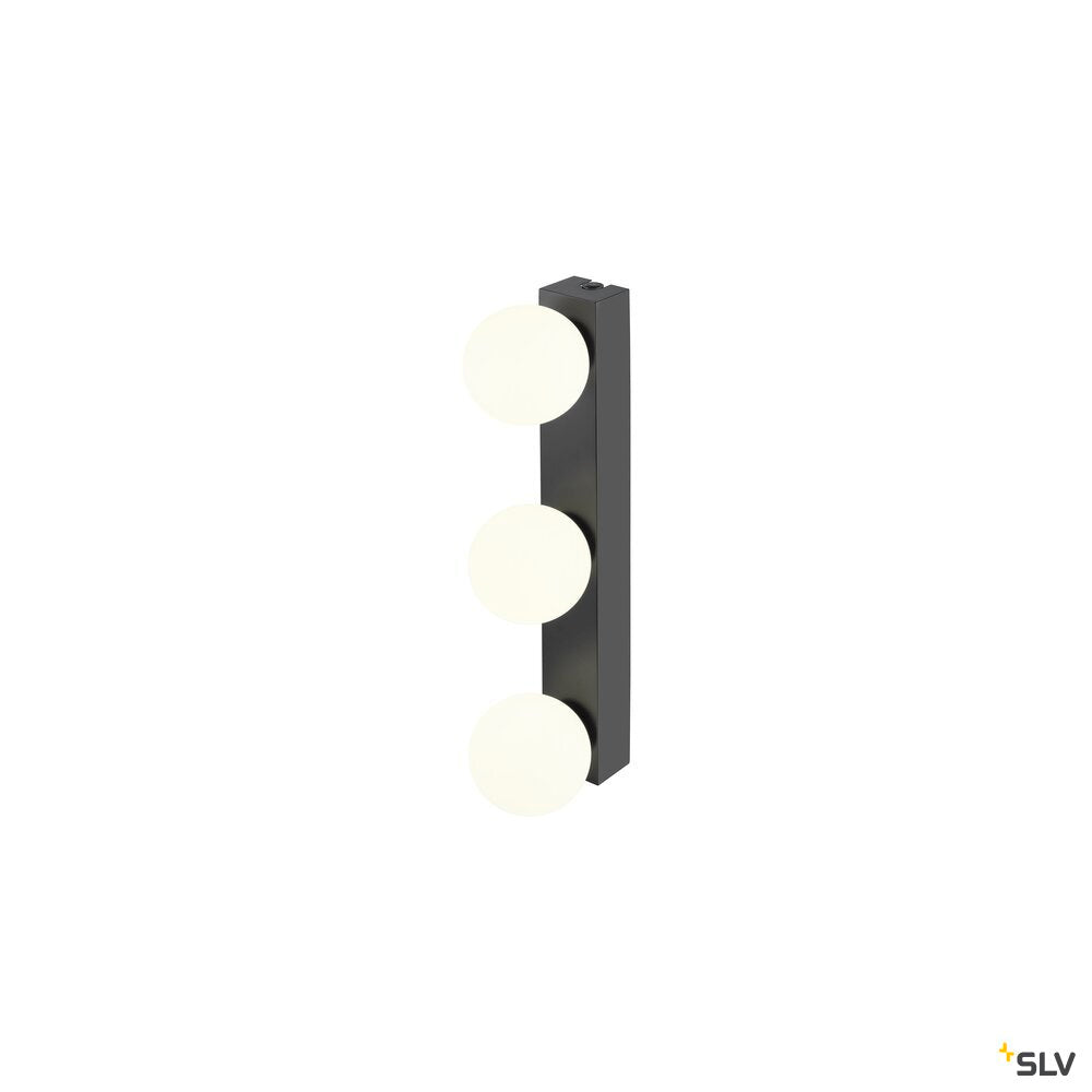 SLV SUN Mirror, Wall-mounted light, triple, 2700/3000/4000 K, TOUCH button, 13W, IP44, black 1010194