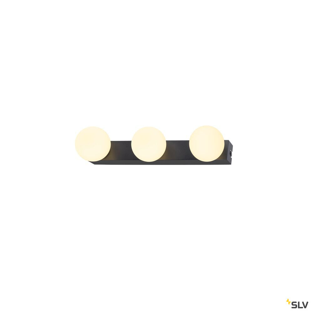 SLV SUN Mirror, Wall-mounted light, triple, 2700/3000/4000 K, TOUCH button, 13W, IP44, black 1010194