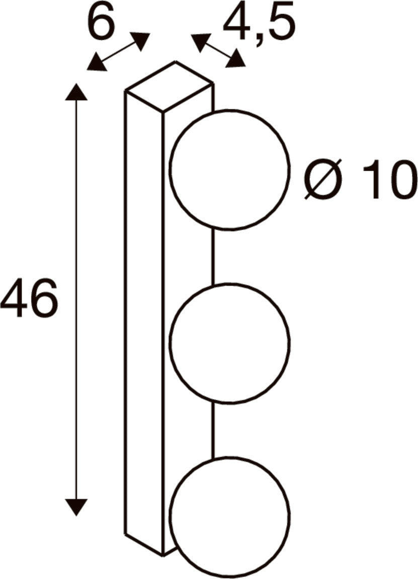 SLV SUN Mirror, Wall-mounted light, triple, 2700/3000/4000 K, TOUCH button, 13W, IP44, black 1010194