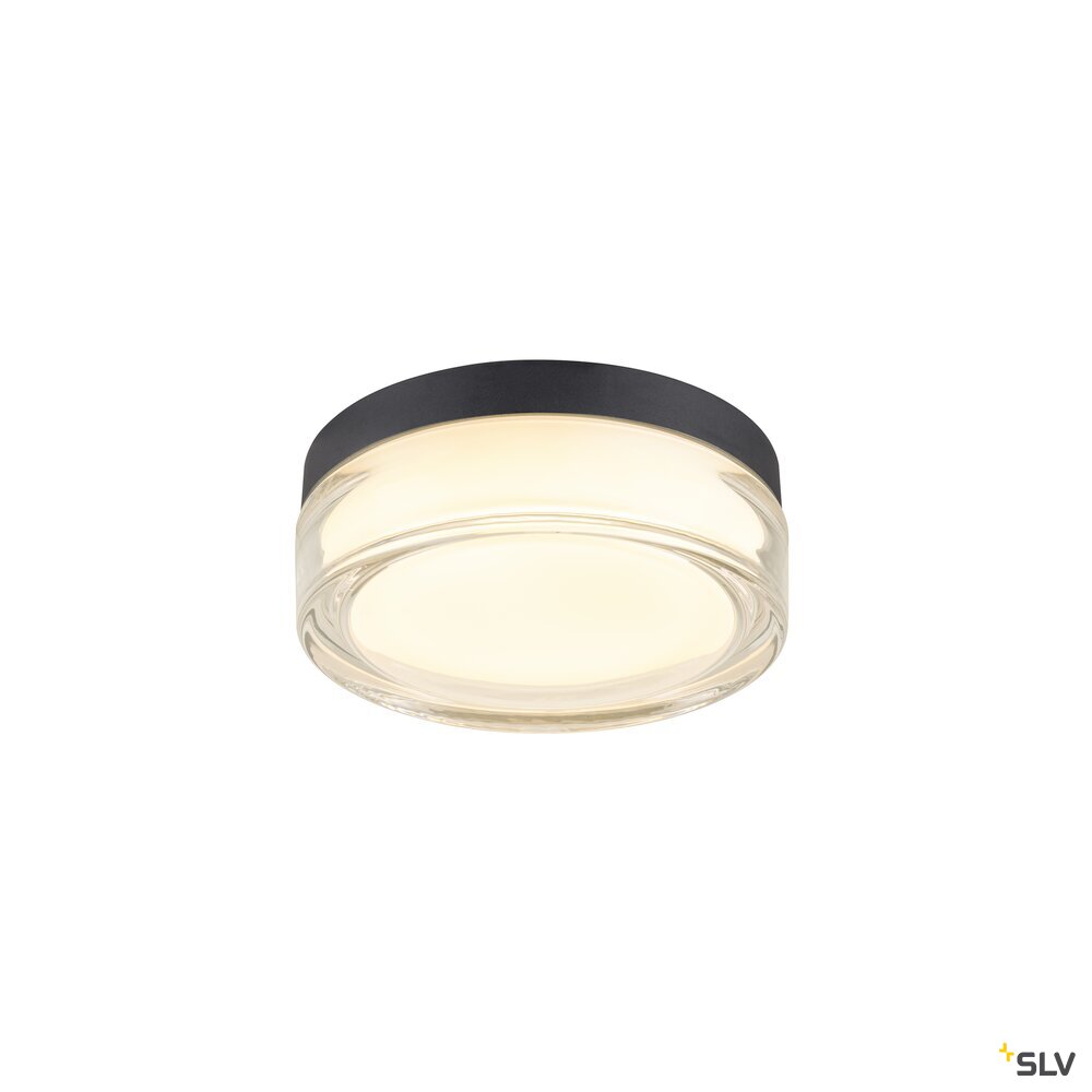 SLV CYFT XL, wall- and ceiling-mounted light, 2700/3000/4000K, 15W, PHASE, 125°, IP65 black / transparent 1010210