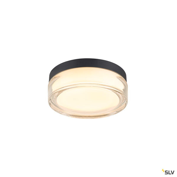 SLV CYFT XL, wall- and ceiling-mounted light, 2700/3000/4000K, 15W, PHASE, 125°, IP65 black / transparent 1010210