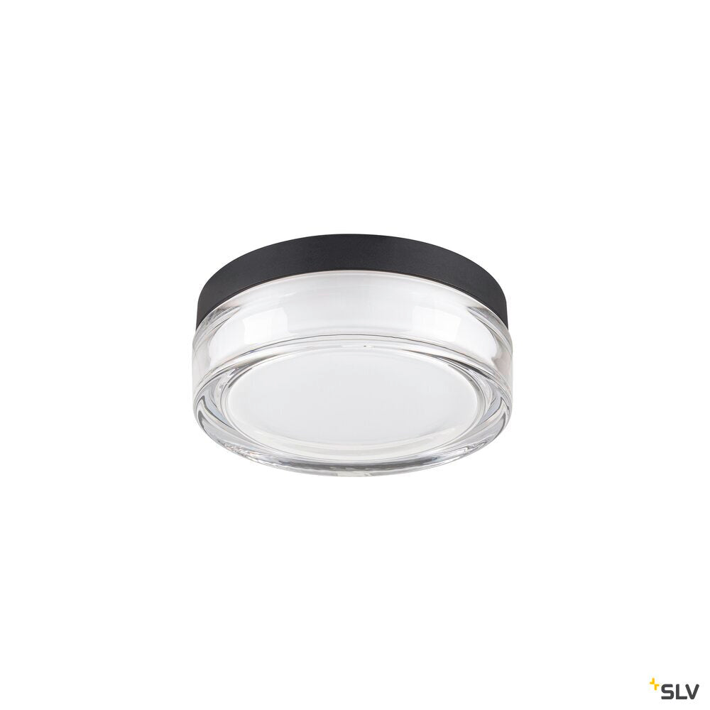 SLV CYFT XL, wall- and ceiling-mounted light, 2700/3000/4000K, 15W, PHASE, 125°, IP65 black / transparent 1010210