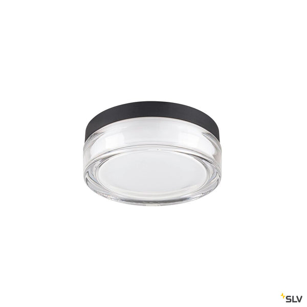 SLV CYFT XL, wall- and ceiling-mounted light, 2700/3000/4000K, 15W, PHASE, 125°, IP65 black / transparent 1010210