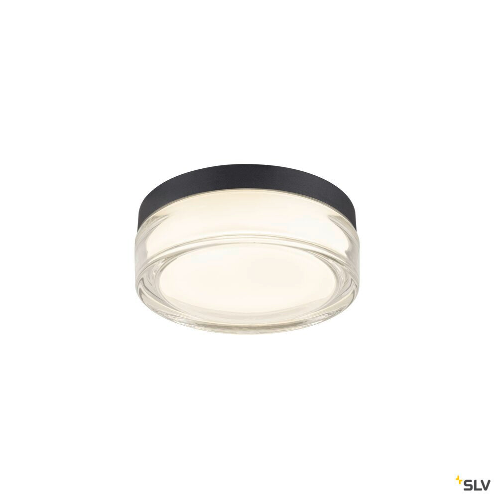 SLV CYFT XL, wall- and ceiling-mounted light, 2700/3000/4000K, 15W, PHASE, 125°, IP65 black / transparent 1010210