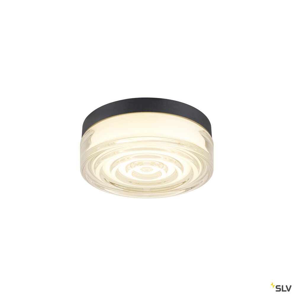 SLV CYFT WAVE XL, wall- and ceiling-mounted light, 2700/3000/4000K, 15W, PHASE, 105°, IP65 black / transparent 1010211