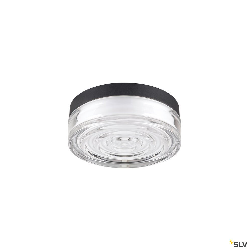 SLV CYFT WAVE XL, wall- and ceiling-mounted light, 2700/3000/4000K, 15W, PHASE, 105°, IP65 black / transparent 1010211