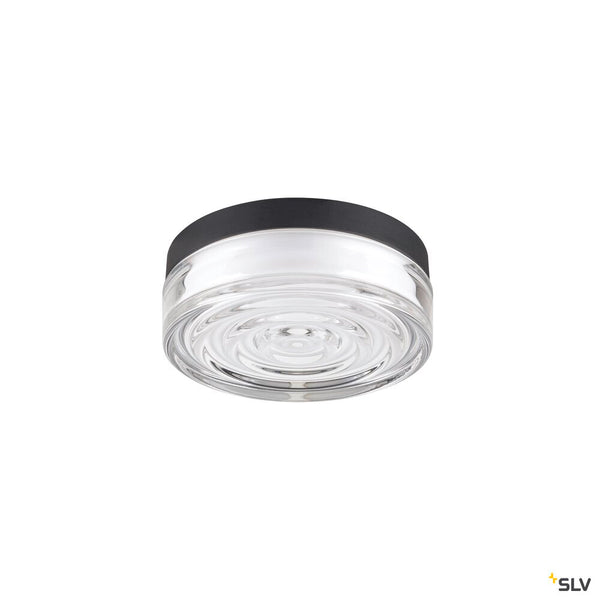 SLV CYFT WAVE XL, wall- and ceiling-mounted light, 2700/3000/4000K, 15W, PHASE, 105°, IP65 black / transparent 1010211