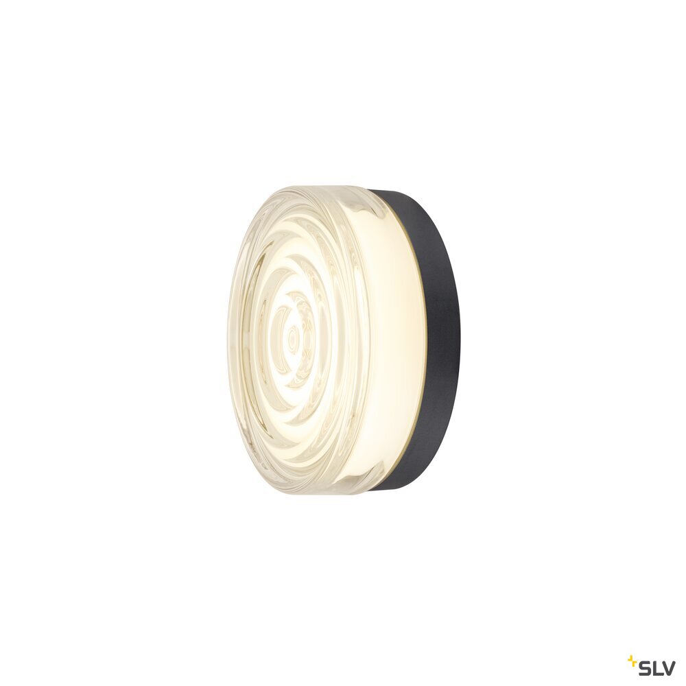 SLV CYFT WAVE XL, wall- and ceiling-mounted light, 2700/3000/4000K, 15W, PHASE, 105°, IP65 black / transparent 1010211