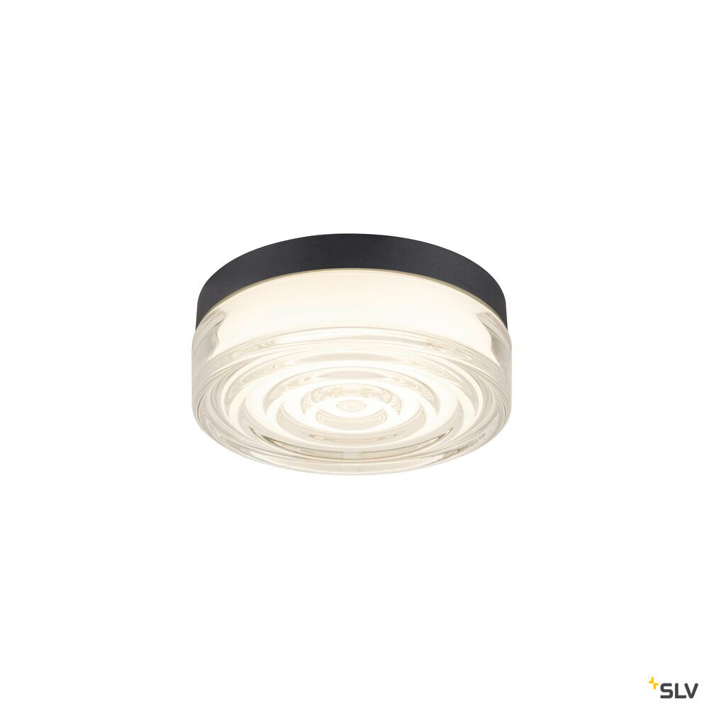 SLV CYFT WAVE XL, wall- and ceiling-mounted light, 2700/3000/4000K, 15W, PHASE, 105°, IP65 black / transparent 1010211