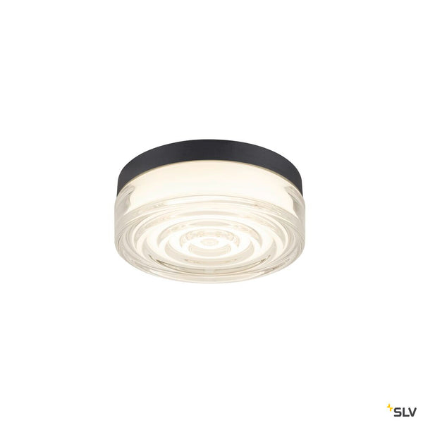 SLV CYFT WAVE XL, wall- and ceiling-mounted light, 2700/3000/4000K, 15W, PHASE, 105°, IP65 black / transparent 1010211